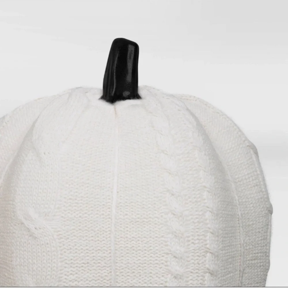 New! White Knit Cable Pumpkin Gorgeous Fall or Thanksgiving Decor